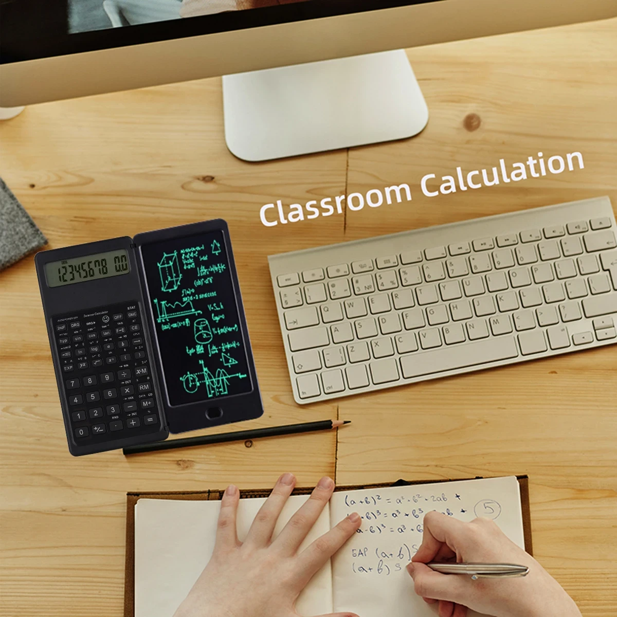 Foldable Scientific Calculator 10-Digit Digital Large Display with an Erasable Writing Tablet Digital Drawing Pad